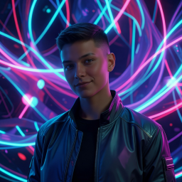 Avatar of a cool user with neon background